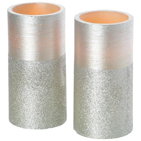 Mikasa&#40;R&#41; 3x6 Glitter Flameless LED Pillar Candles - Set of 2 - image 