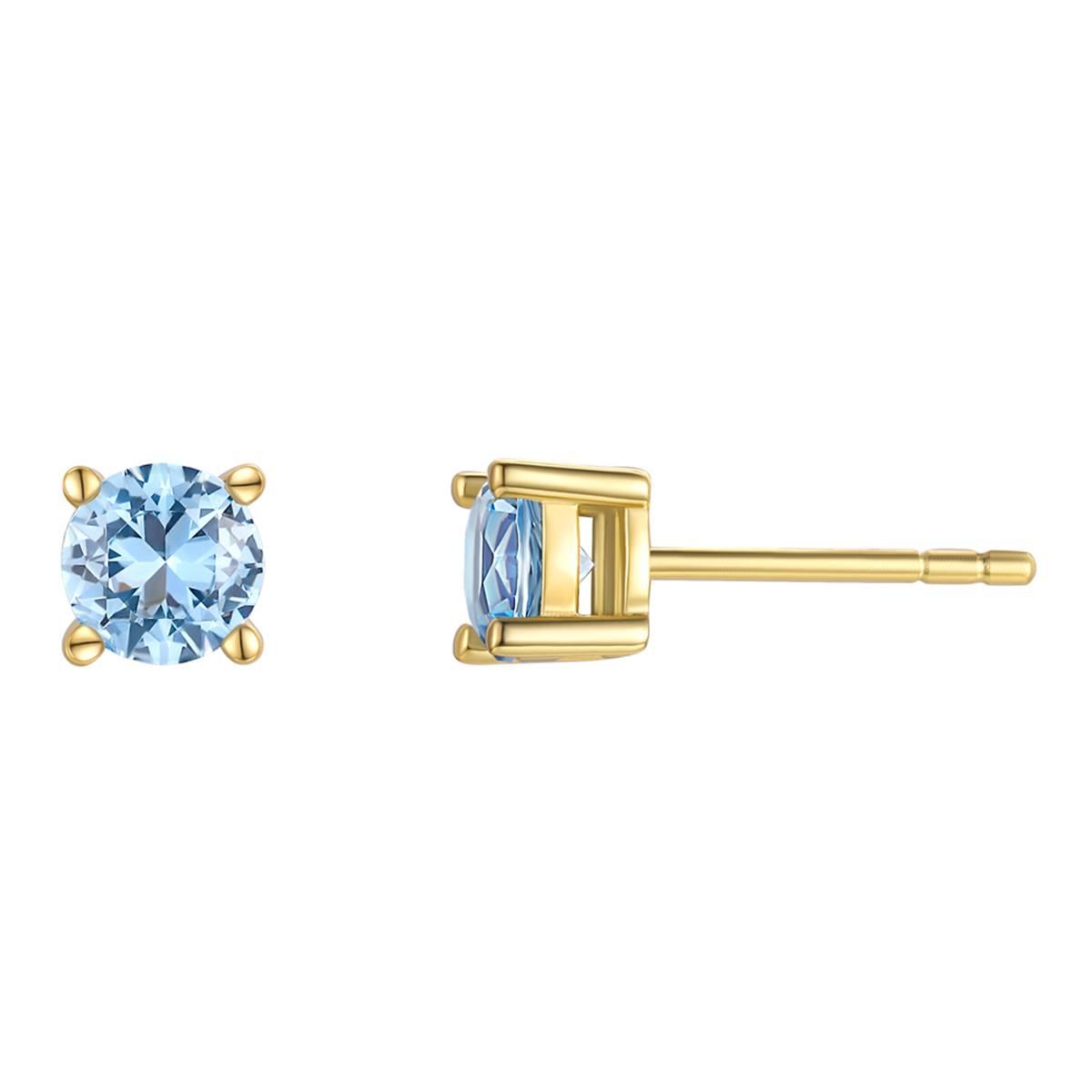 March Birthstone Simulated Aquamarine 6mm Stud Earrings