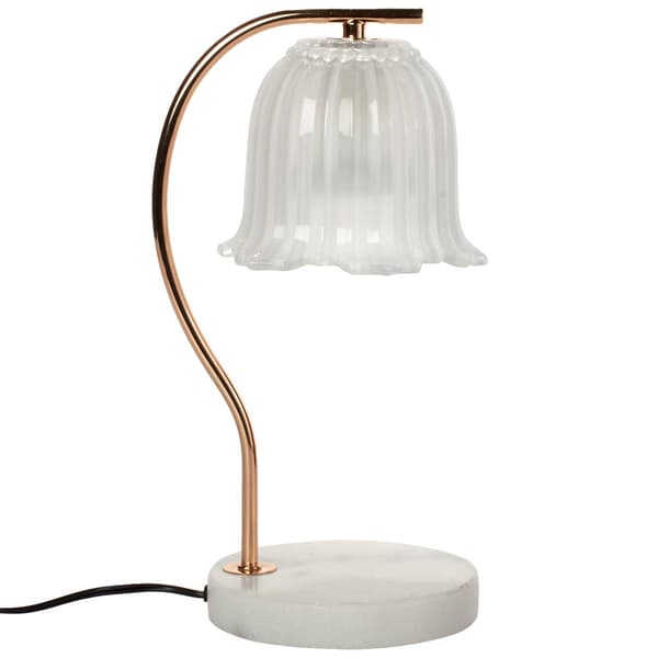 Luze Clarabell Marble Base w/ Frosted Glass White Shade Candle Wa - image 