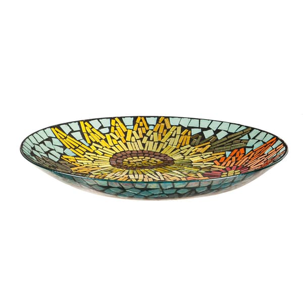 Evergreen Translucent Glass Mosaic Bird Bath