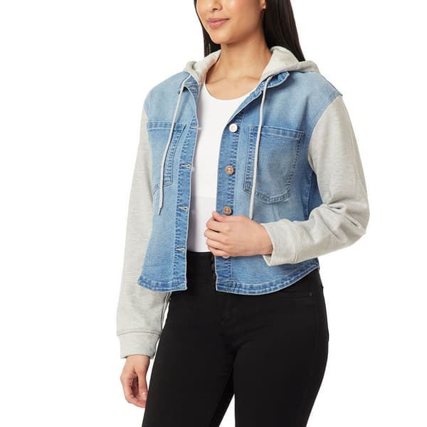 Juniors Wallflower Dreamer Hooded Denim Jacket