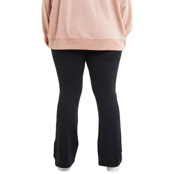 Juniors Plus No Comment Fleece Lined Fold Over Flare Leggings - image 