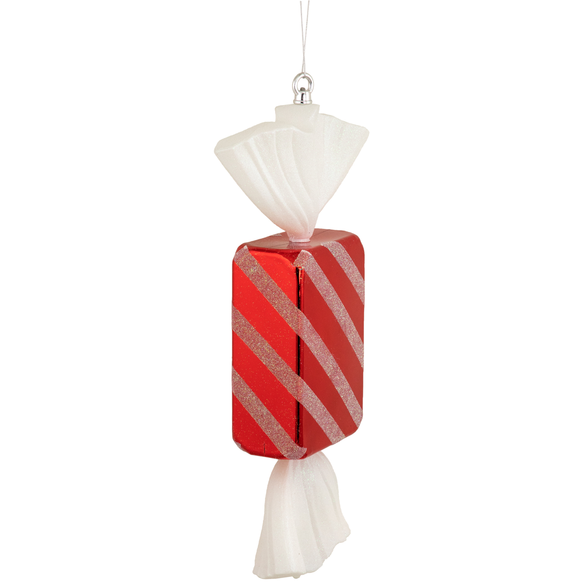 Northlight Wrapped Candy with Striped Glitter Christmas Ornament