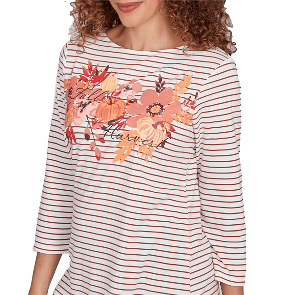 Petite Ruby Rd. Must Haves II Fall Harvest Stripe Tee