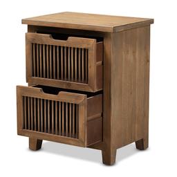 Baxton Studio Clement 2 Drawer Wood Spindle Nightstand