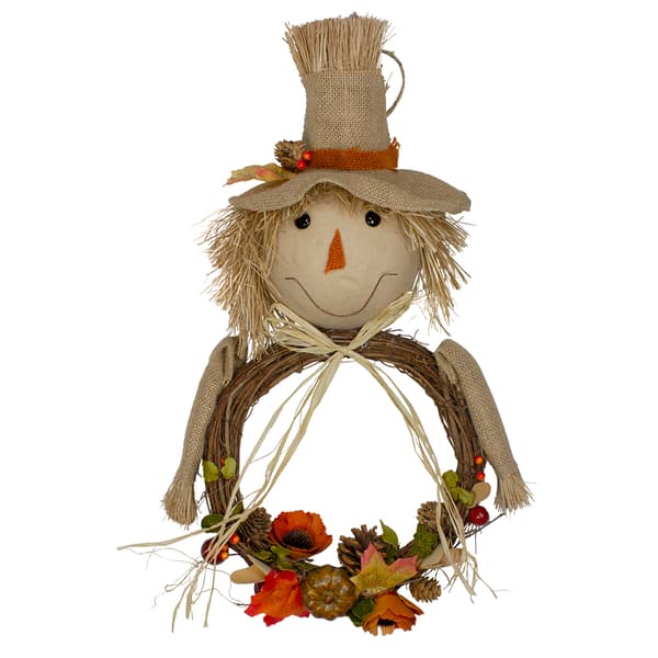 Northlight Seasonal 20in. Fall Scarecrow Wreath Wall Decor - image 