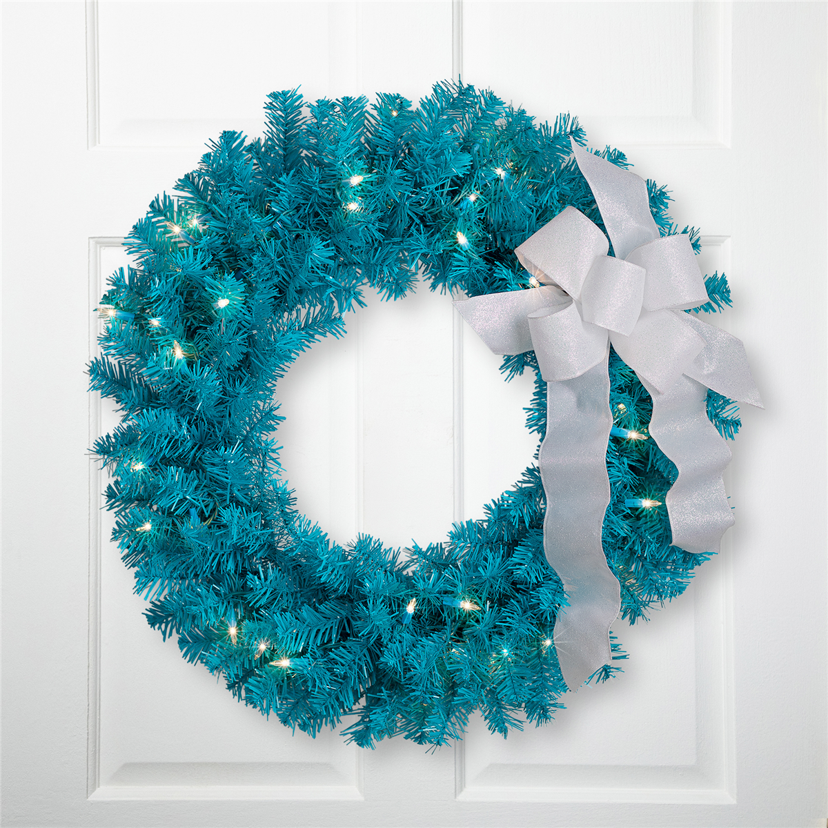 Northlight Pre-Lit Artificial Turquoise Pine Christmas Wreath