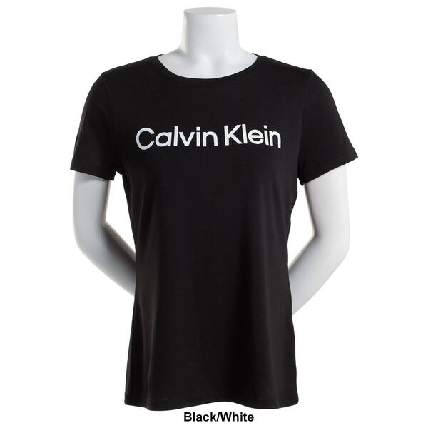 Womens Calvin Klein Performance Crew Neck Heat Seal Logo 1x1 Tee