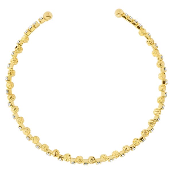 Athra 14kt. Gold over Brass Crystal & Stripe Bead Coil Bracelet