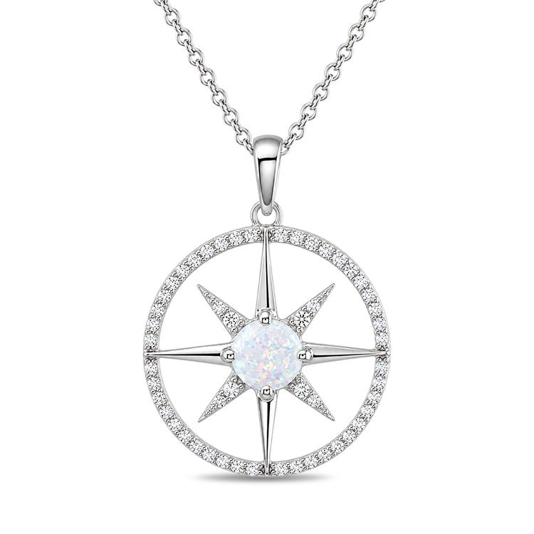 Gemstone Classics(tm) Compass Star Lab Grown Opal Pendant