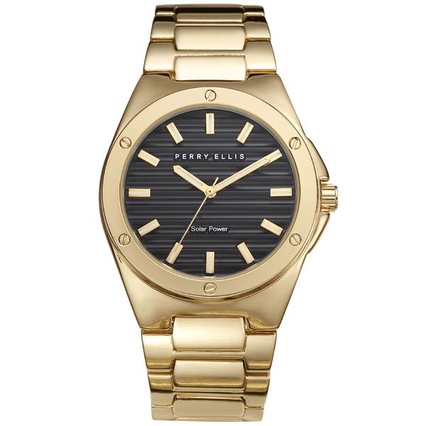 Mens Perry Ellis Gold-Tone Solar Bracelet Watch - PES0004GD.UK - image 
