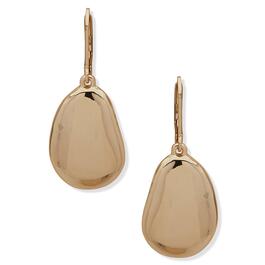 Anne Klein Gold-Tone Large Pebble Leverback Drop Earrings