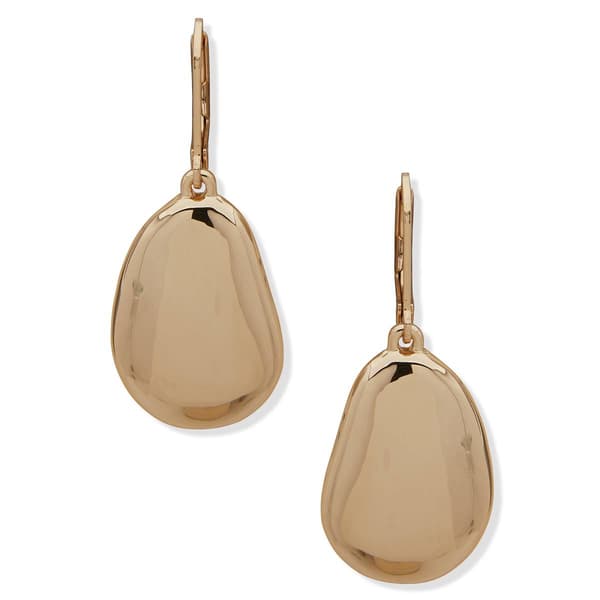 Anne Klein Gold-Tone Large Pebble Leverback Drop Earrings - image 