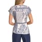 Womens Halston Cap Sleeve Tie Waist Floral Tile Blouse - image 2
