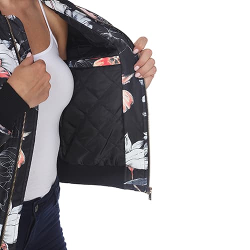 Womens White Mark Floral Bomber Jacket