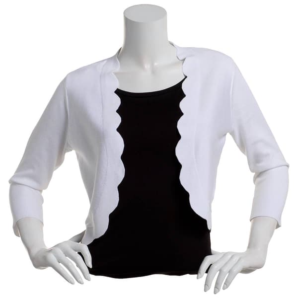 Petite 89th & Madison 3/4 Sleeve Solid Cropped Cardigan
