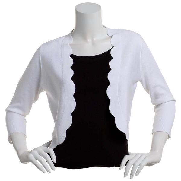 Petite 89th & Madison 3/4 Sleeve Solid Cropped Cardigan - image 
