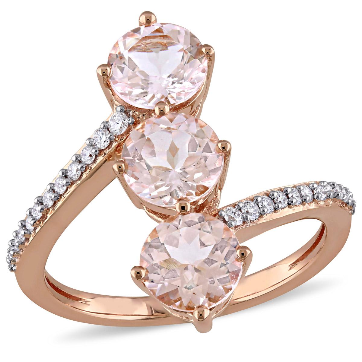 Gemstone Classics™ 14kt. Rose Gold Morganite 3-Stone...