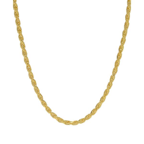 24in. Polished Vermeil Sterling Silver Solid Rope Chain Necklace - image 