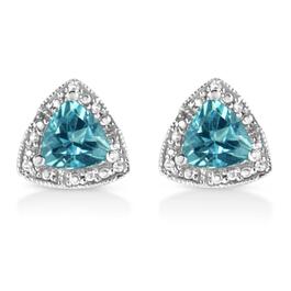 Haus of Brilliance Blue Topaz Diamond Stud Earrings