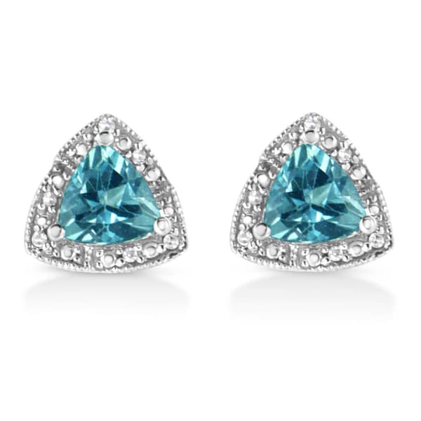 Haus of Brilliance Blue Topaz Diamond Stud Earrings - image 