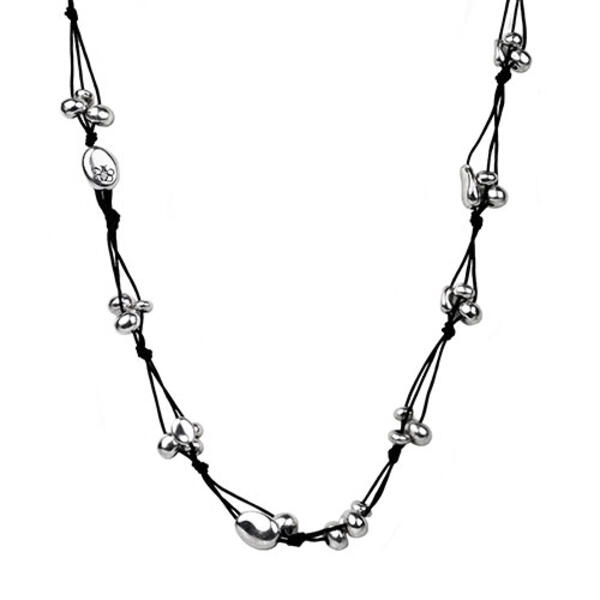 Bella Uno Silver-Tone Beaded Cord Long Necklace - image 