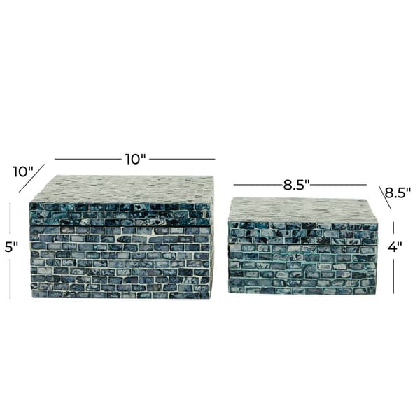 9th & Pike&#174; Blue Shell Mosaic Wood Storage Boxes - Set of 2