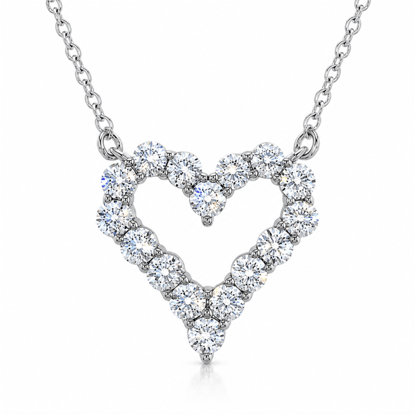 Saffron 0.5ctw. Moissanite Diamond Open Heart Pendant Necklace