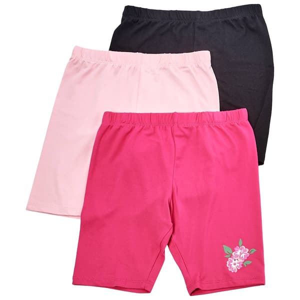 Girls (4-6x) BTween(R) 3pk. Solid & Flower Graphic Bike Shorts