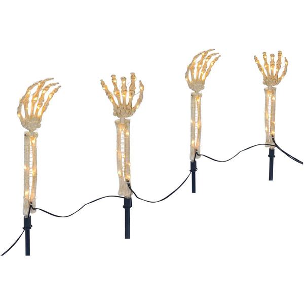 Skeleton Hands with 20 LED Microdot Warm White Lights & Autotimer
