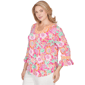 Plus Size Ruby Rd. Hothouse Florals Ruffle Sleeve Floral Blouse - image 3