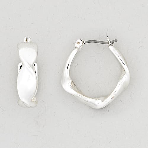 Roman Twisted Silver Hoop Earrings