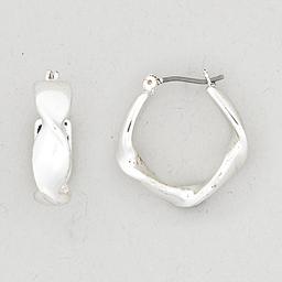 Roman Twisted Silver Hoop Earrings