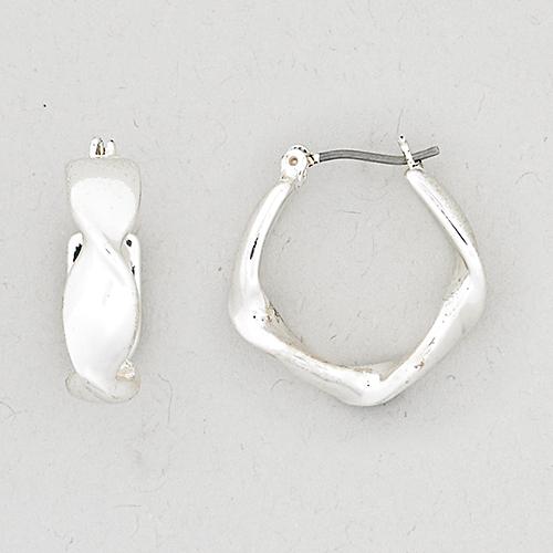 Roman Twisted Silver Hoop Earrings