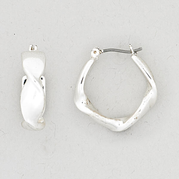 Roman Twisted Silver Hoop Earrings - image 