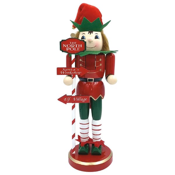 Santa''s Workshop 14in. North Pole Elf Nutcracker - image 