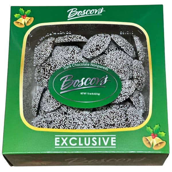 Boscov''s 1lb. Dark Chocolate Nonpareils Holiday Gift Box - image 