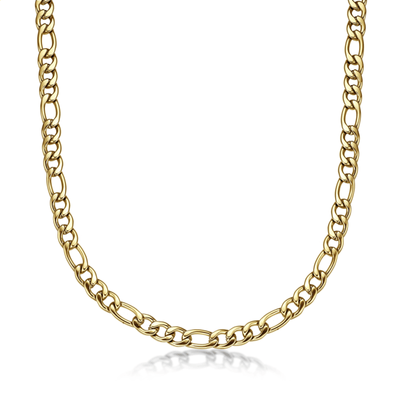 Mens Lynx Gold-Tone Plated Figaro Chain Necklace & Bracelet Set