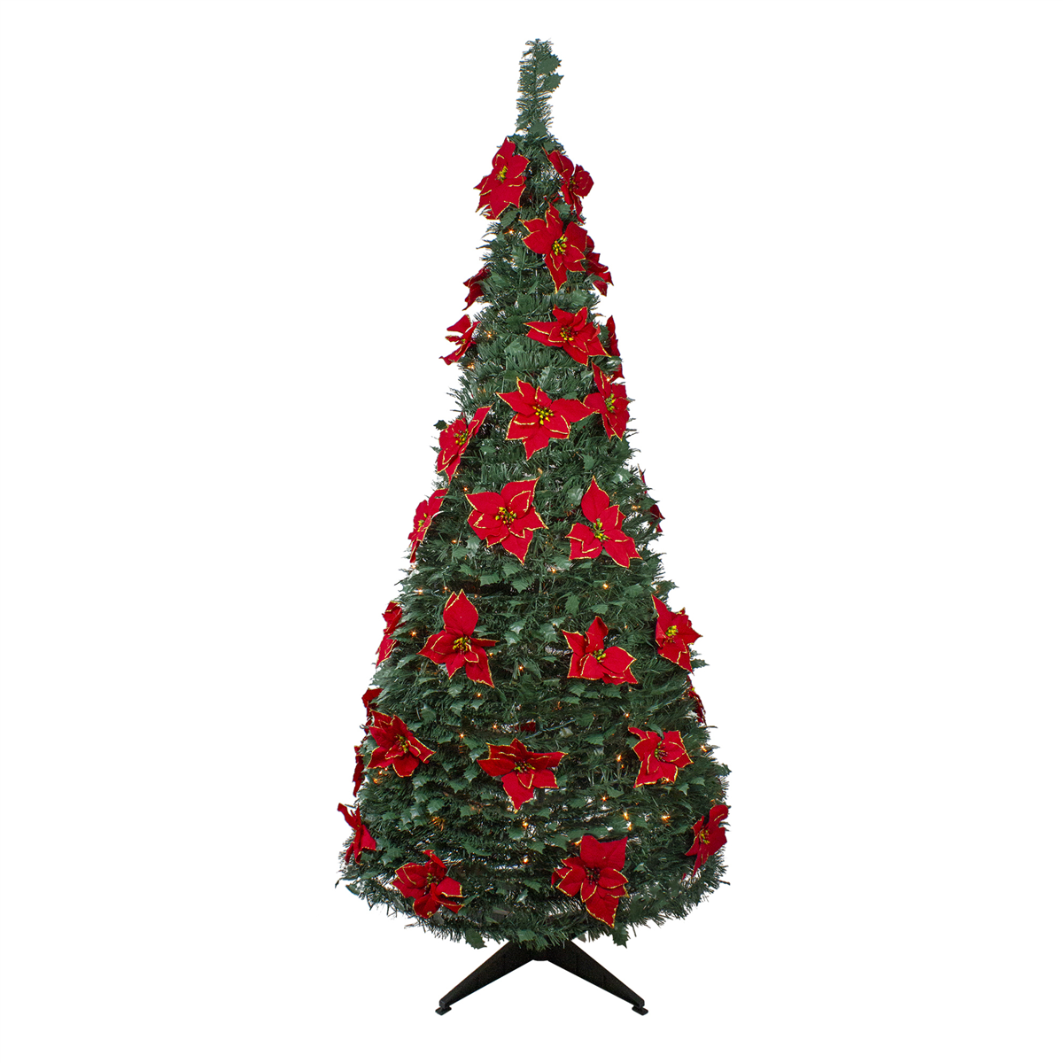 Northlight 6ft. Pre-Lit Slim Poinsettia Pop-Up Christmas Tree
