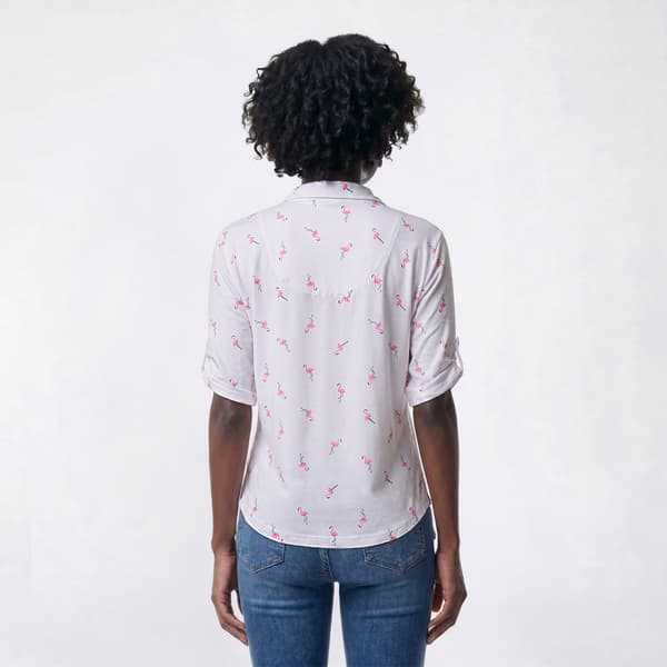Womens Emily Daniels Elbow Sleeve 1-Pocket Flamingo Blouse