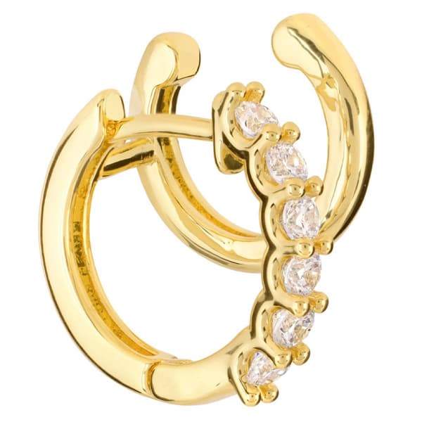 Athra 14kt. Gold over Brass & CZ Huggie/Cuff Combo Hoop Earrings