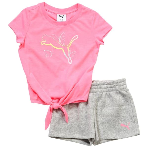 Toddler Girl Puma(R) Tie Front Tee and Shorts Set - image 
