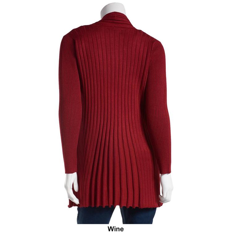 Plus Size Birch Long Sleeve Soild Pleated Rib Fan Cardigan