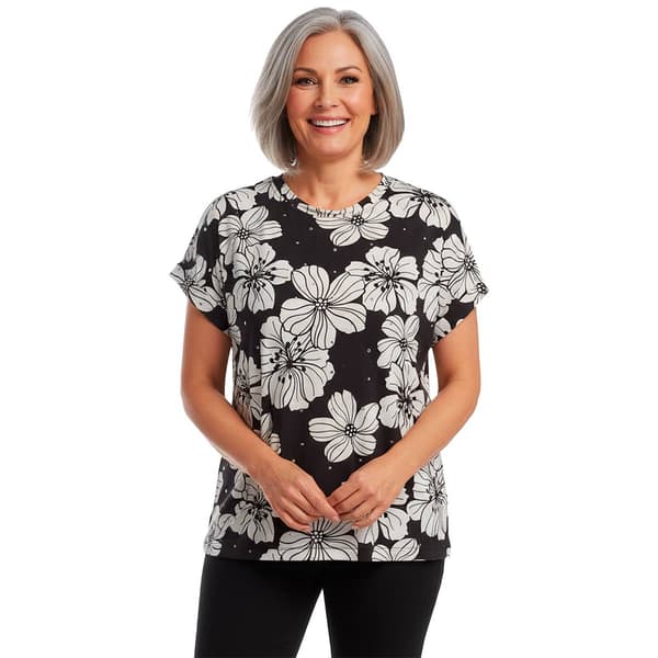 Plus Size Cocomo Floral Rhinestone Embellishment Blouse - image 