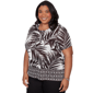 Plus Size Alfred Dunner Detail Driven Tropical Leaf Blouse - image 3