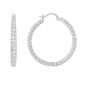 Silver Plated 35mm Cubic Zirconia Click Top Hoop Earrings - image 1