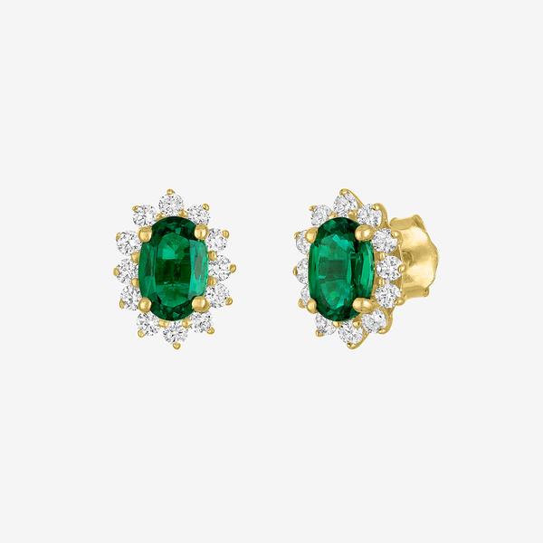 Nova Star(R) 1/3ctw. Lab Grown Diamond & Emerald Halo Stud Earrings - image 