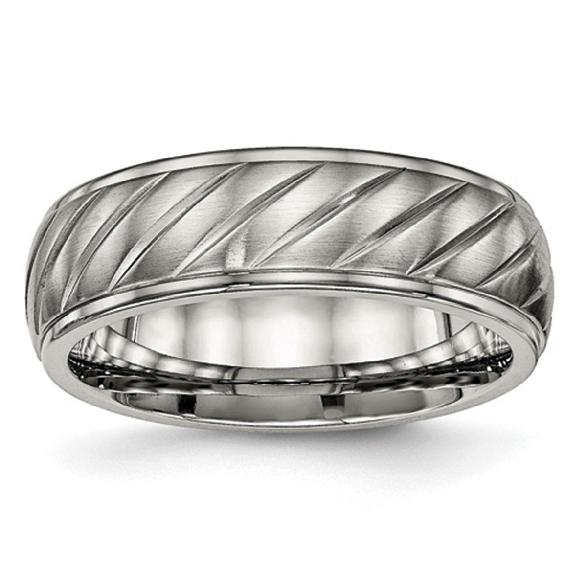 Mens Endless Affection™ Diagonally Groove 7mm Grooved Band