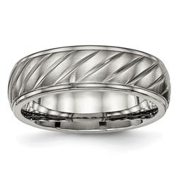 Mens Endless Affection(tm) Diagonally Groove 7mm Grooved Band
