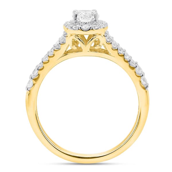 Nova Star® Gold Lab Grown Oval Diamond Halo Split Shank Ring